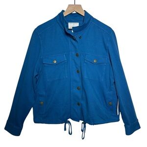 Caslon Blue Organic Cotton Stretch Soft Utility Jacket Womens Size Large Shacket
